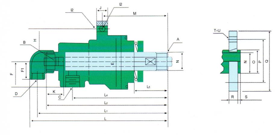 QRS-GF型旋轉(zhuǎn)接頭規(guī)格尺寸示意圖